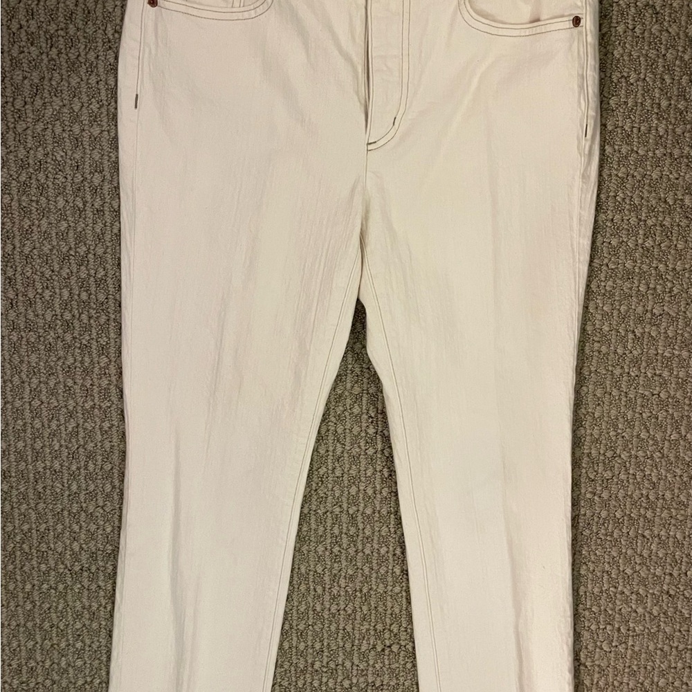 Size 6 Petite Ralph Lauren Women's Straight Leg Cream Jeans
